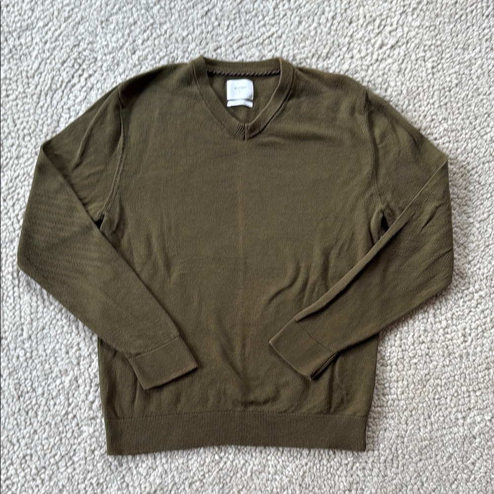 Olive Green V-Neck Men's Sweater